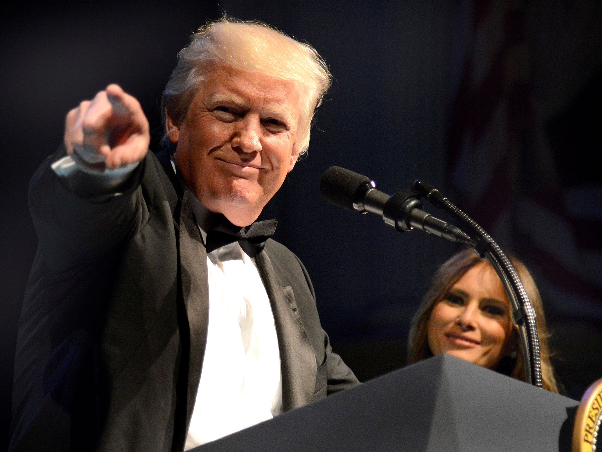 President Donald Trump addresses the Ford's Theatre Gala, an annual charity event to honor the legacy of President Abraham Lincoln, in Washington