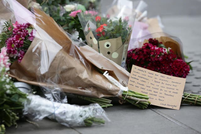 Flowers left at the scene of the London Bridge attack