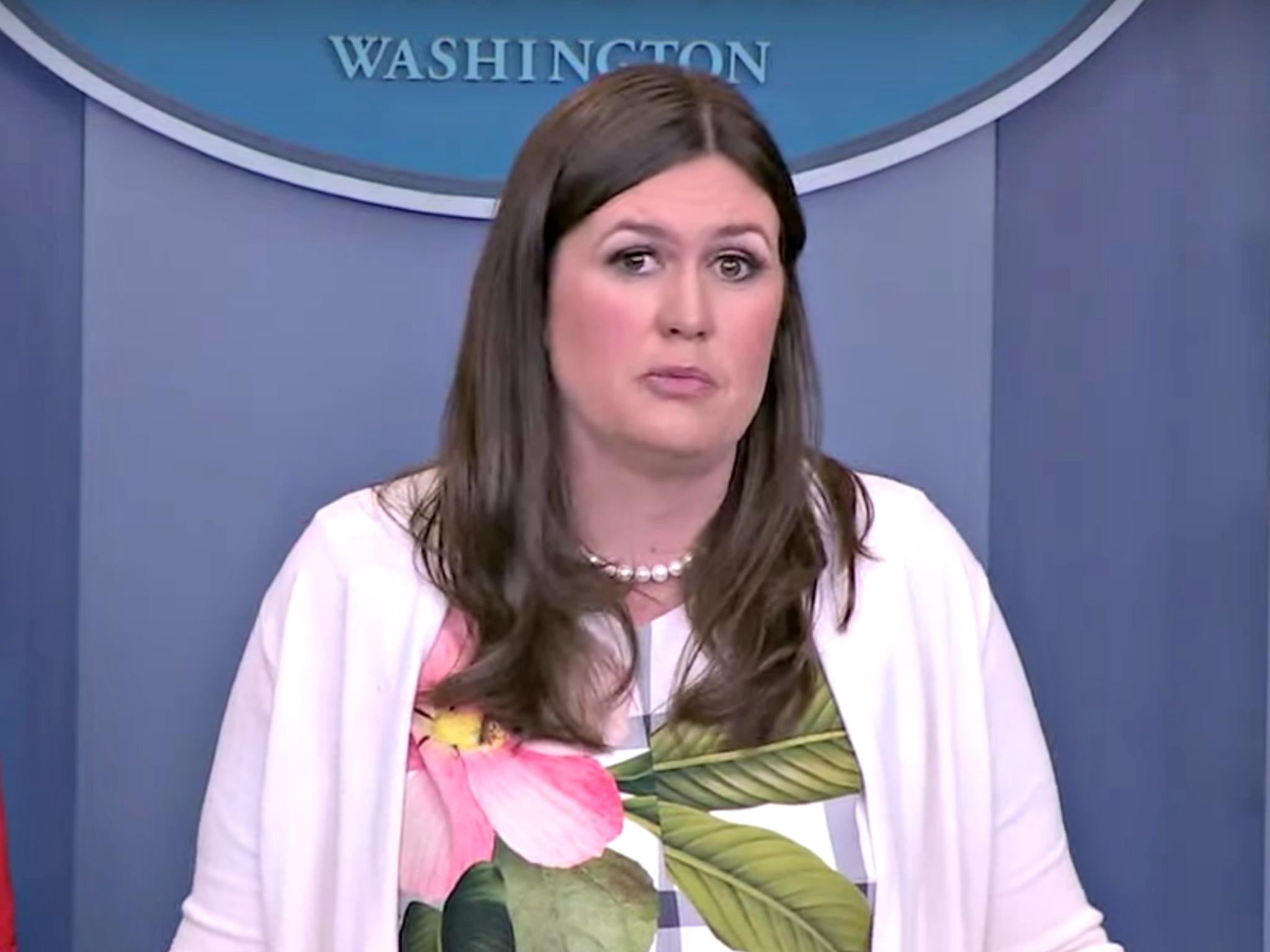 White House Deputy Press Secretary Sarah Huckabee Sanders defends Donald Trump's tweets at a press conference
