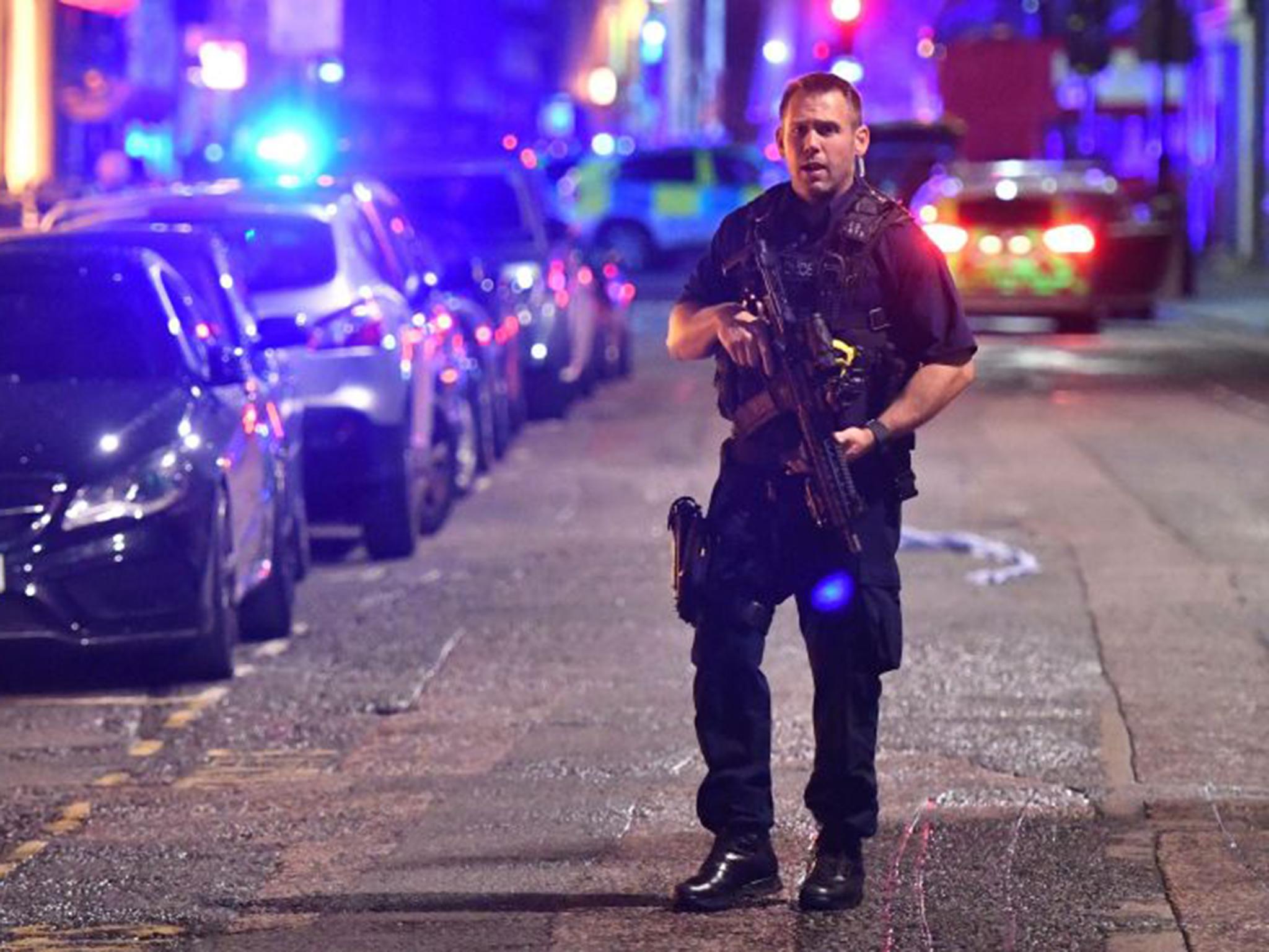 Armed police on Borough High Street on the night of the incident