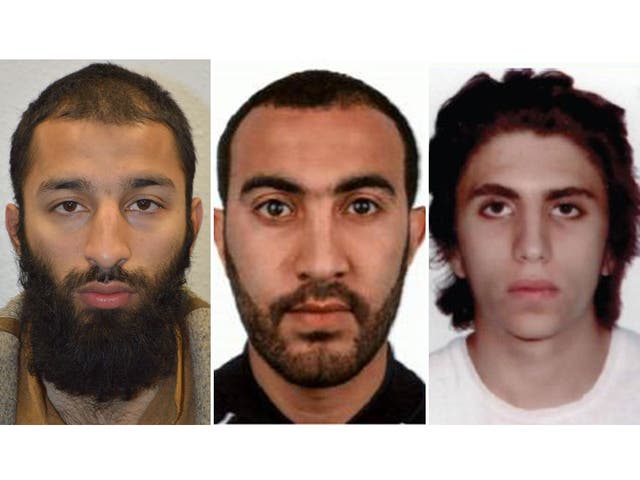 Images provided by Met Police of murderers (left to right) Khuram Butt, Rachid Redouane and Youssef Zaghba
