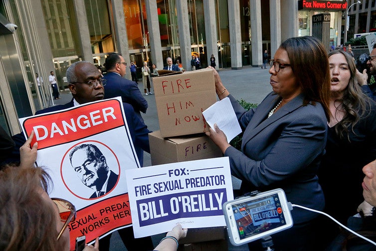 A protest-fueled backlash over sexual harassment allegations prompted advertisers to flee Bill O'Reilly’s show and eventually his firing