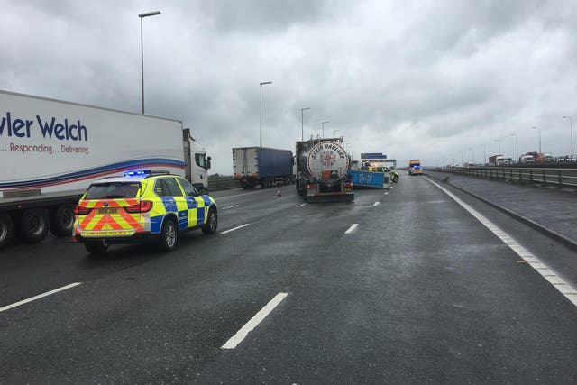 Nobody was injured in the accident, but it did cause delays on the motorway