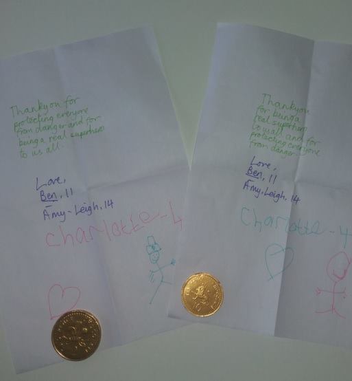 The letter was signed by three children and thanked police for their efforts following the Manchester attack