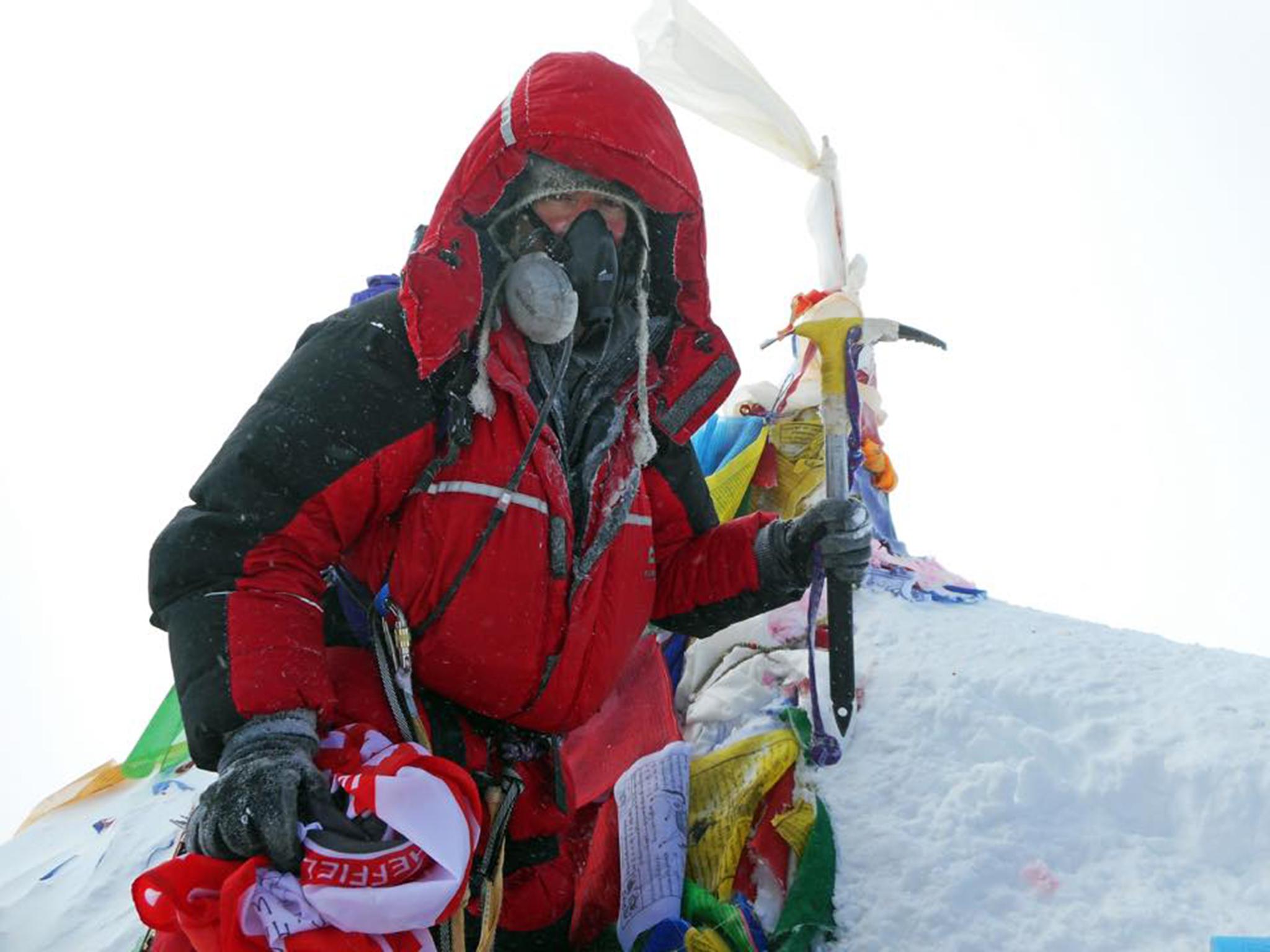 Ian Toothill on the top of Mount Everest