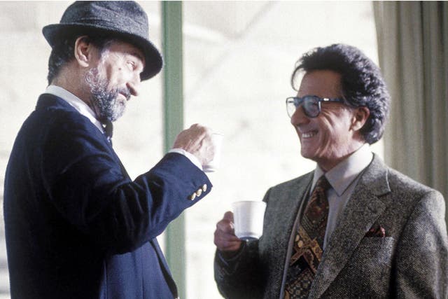 Robert De Niro as spin doctor Conrad Brean and Dustin Hoffman as Hollywood producer Stanley Motss in 'Wag the Dog'