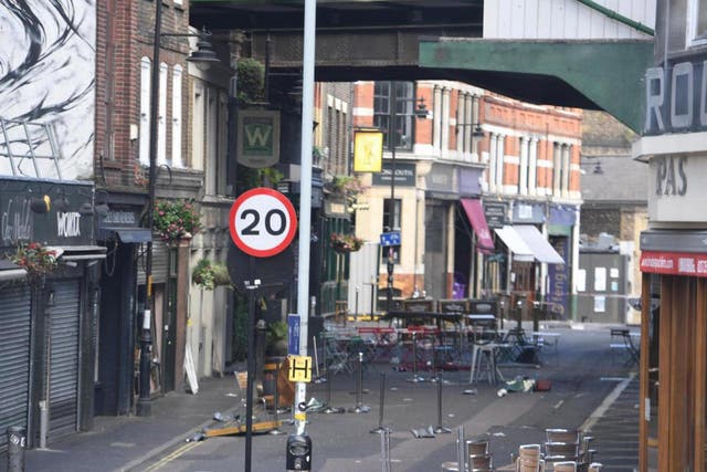 Stoney Street outside Borough Market, where pub-goers were caught up in the attacks