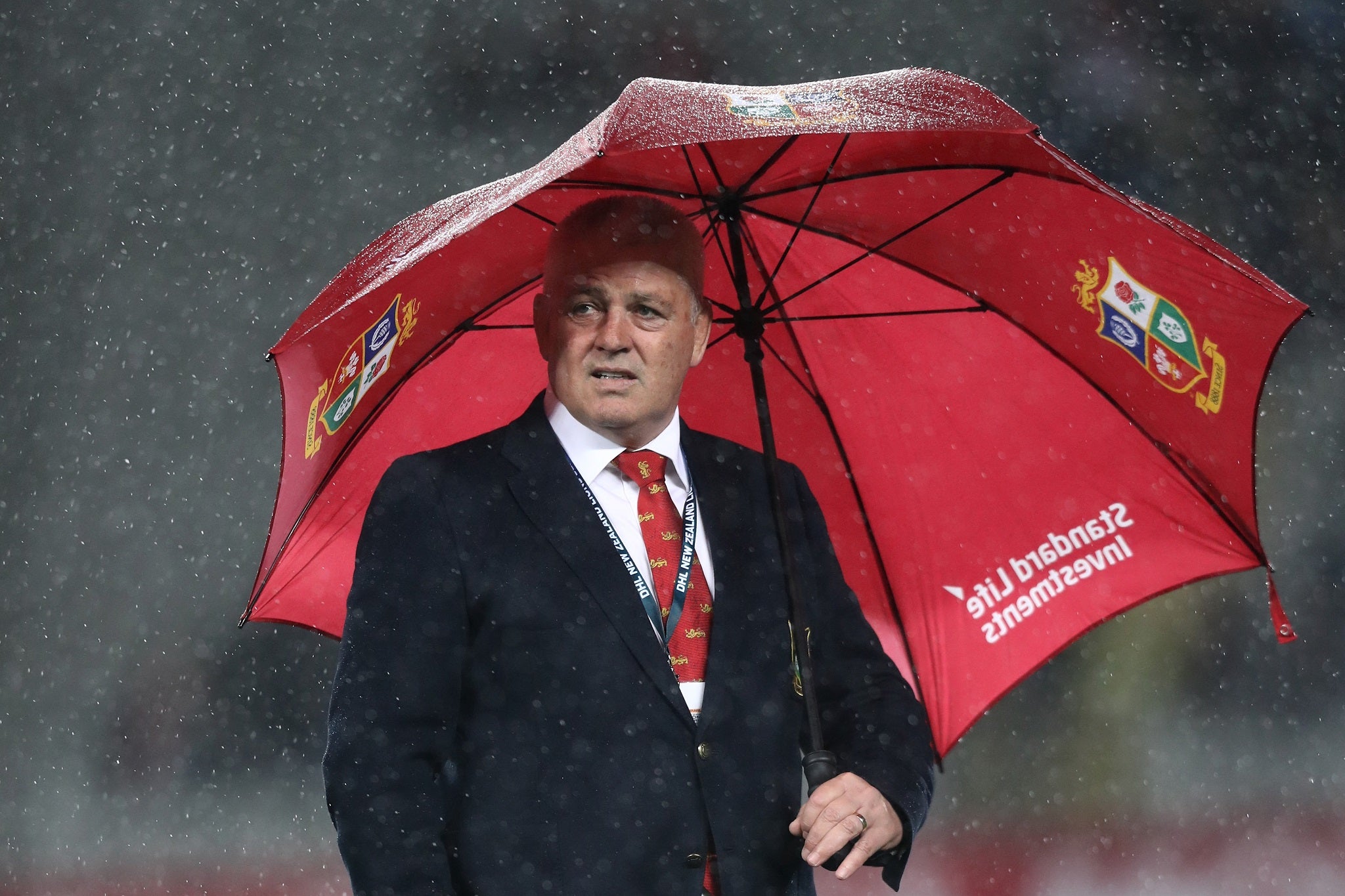 Warren Gatland looks on after the British and Irish Lions' 22-16 defeat by the Blues