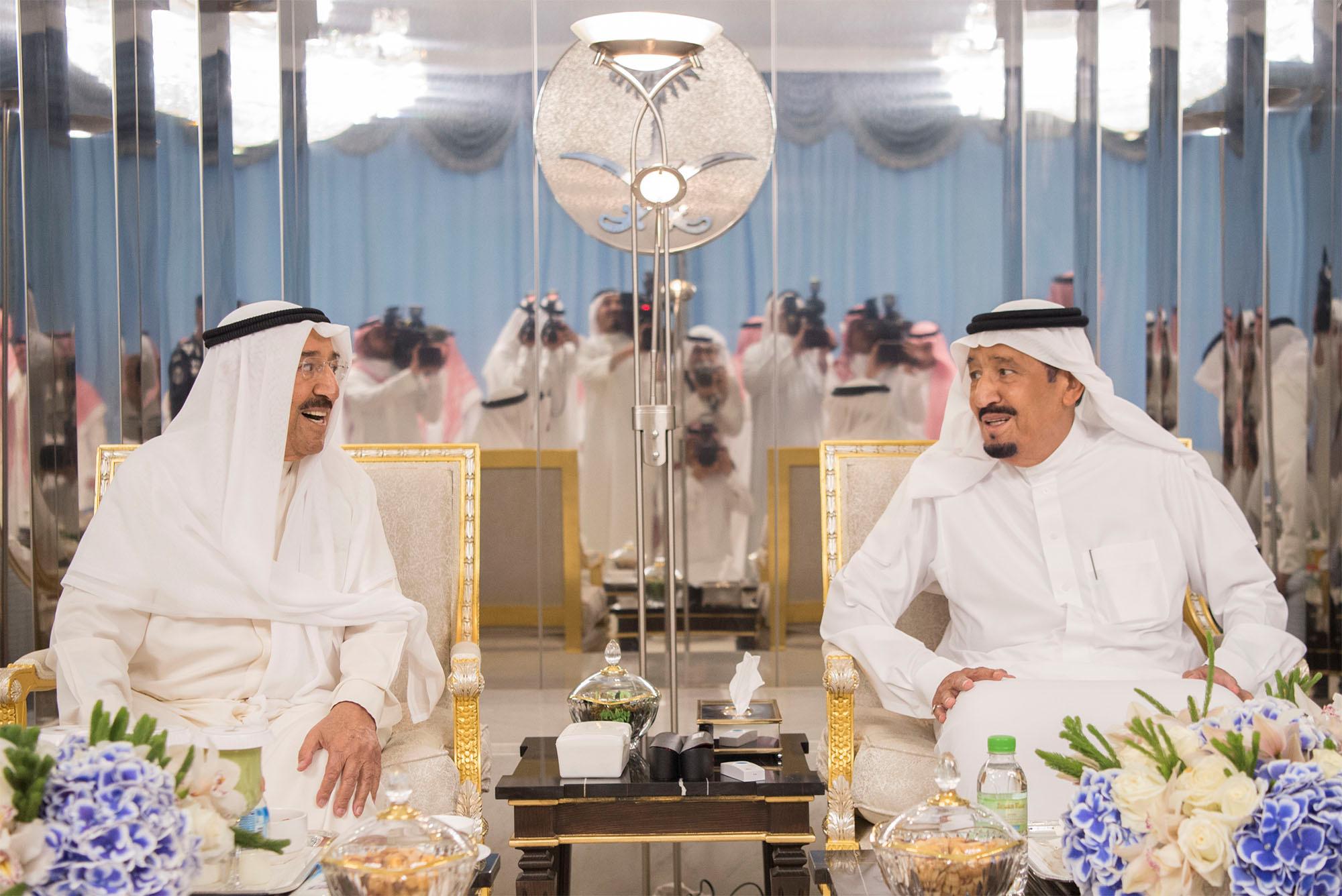 King of Saudi Arabia (right) meets with Emir of Kuwait in Jeddah, Saudi Arabia, in June 2017