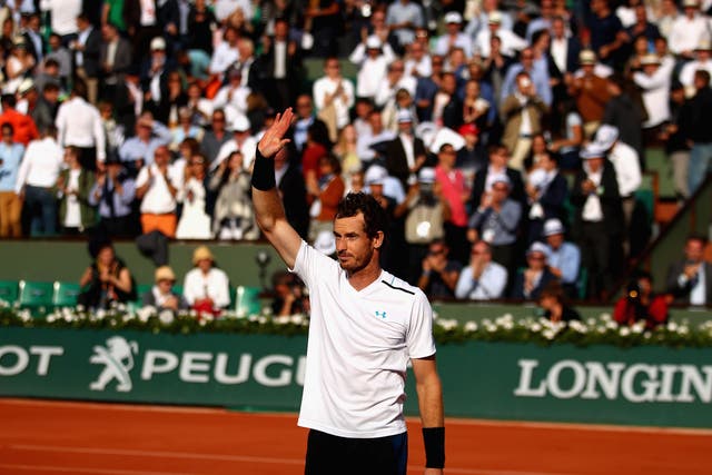 Andy Murray celebrates after seeing off the world No 9
