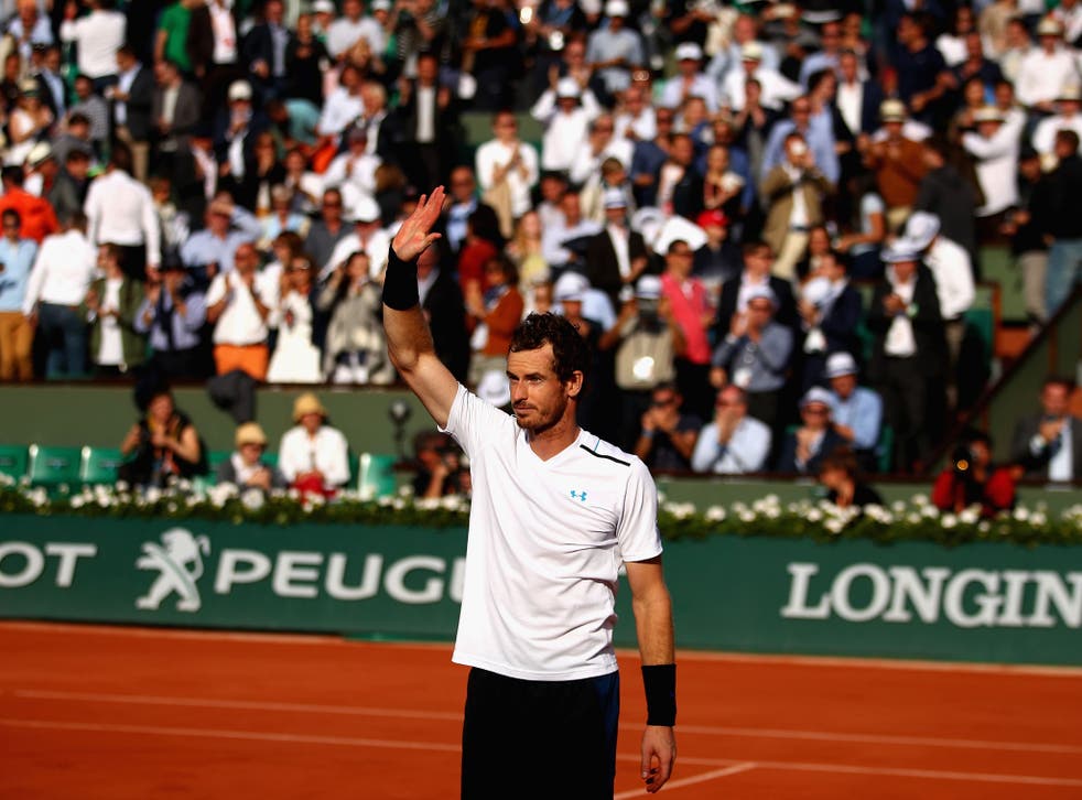 Andy Murray celebrates after seeing off the world No 9