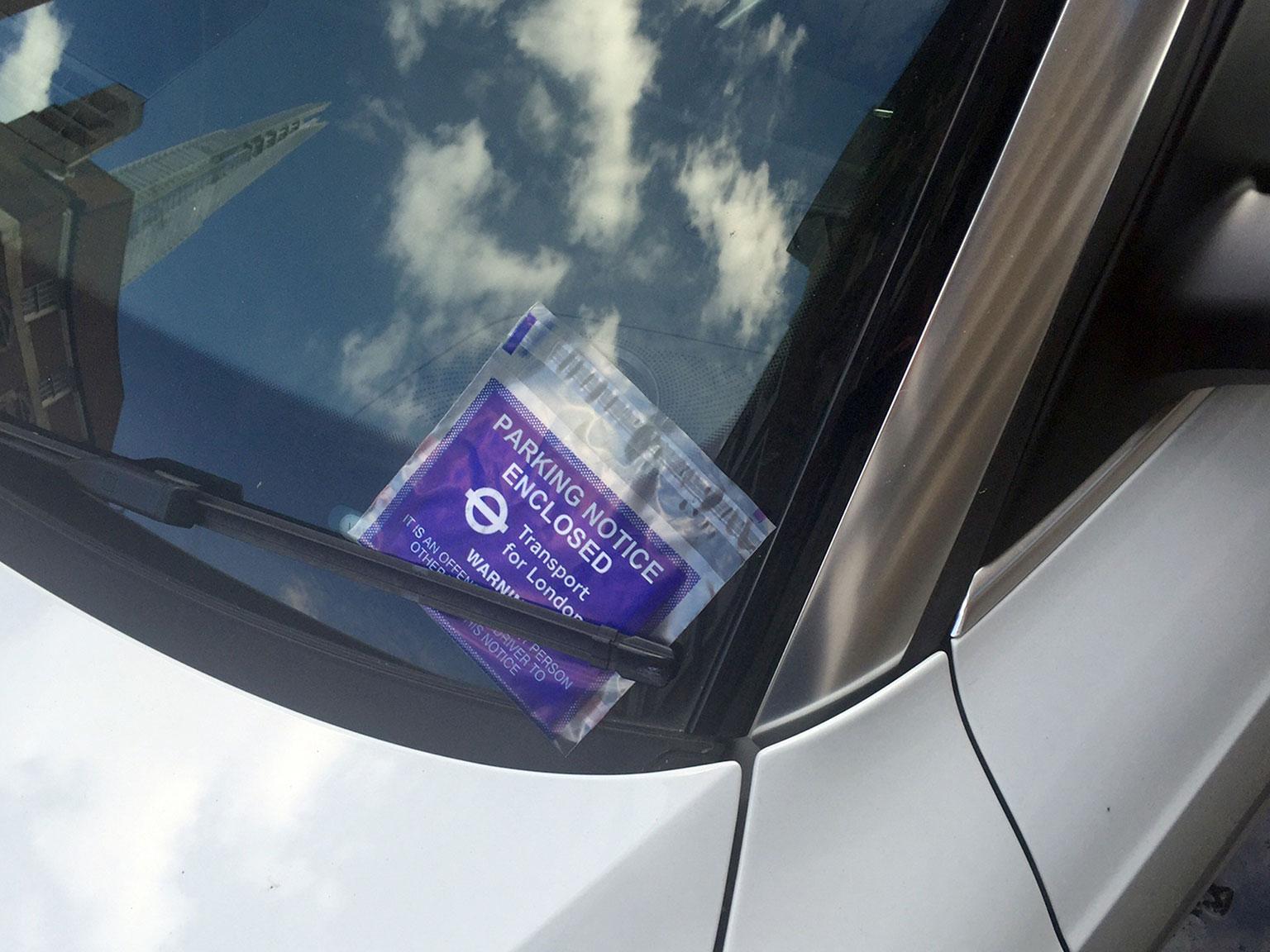 A car with a parking ticket on in Borough High Street as Transport for London has apologised for issuing parking fines to motorists who had to abandon their cars following the terror attack at London Bridge