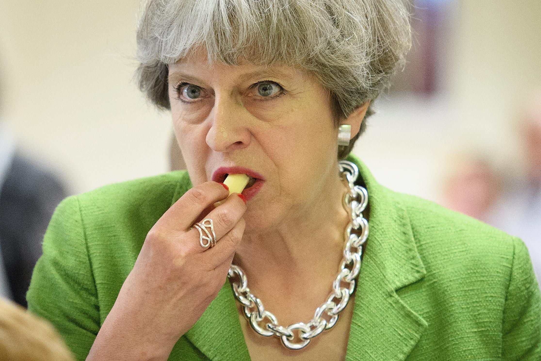 Eating chips awkwardly was one of the many moments of Theresa May's election campaign that became memorable for the wrong reasons