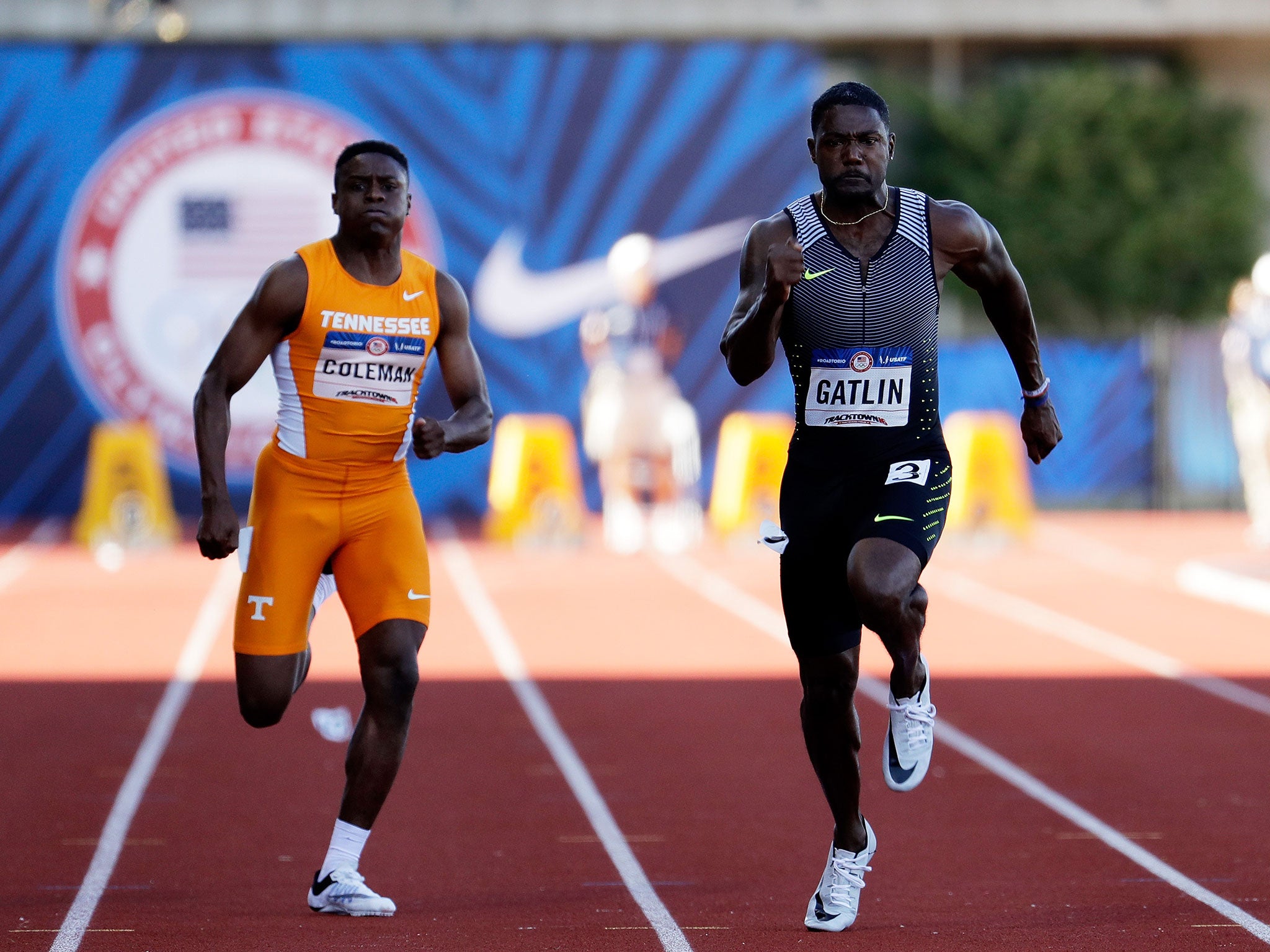 Christian Coleman (left) at the 2016 USA Olympic Track and Field team trials