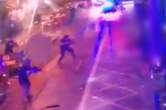 CCTV of three City of London Police officers shooting the London Bridge attackers