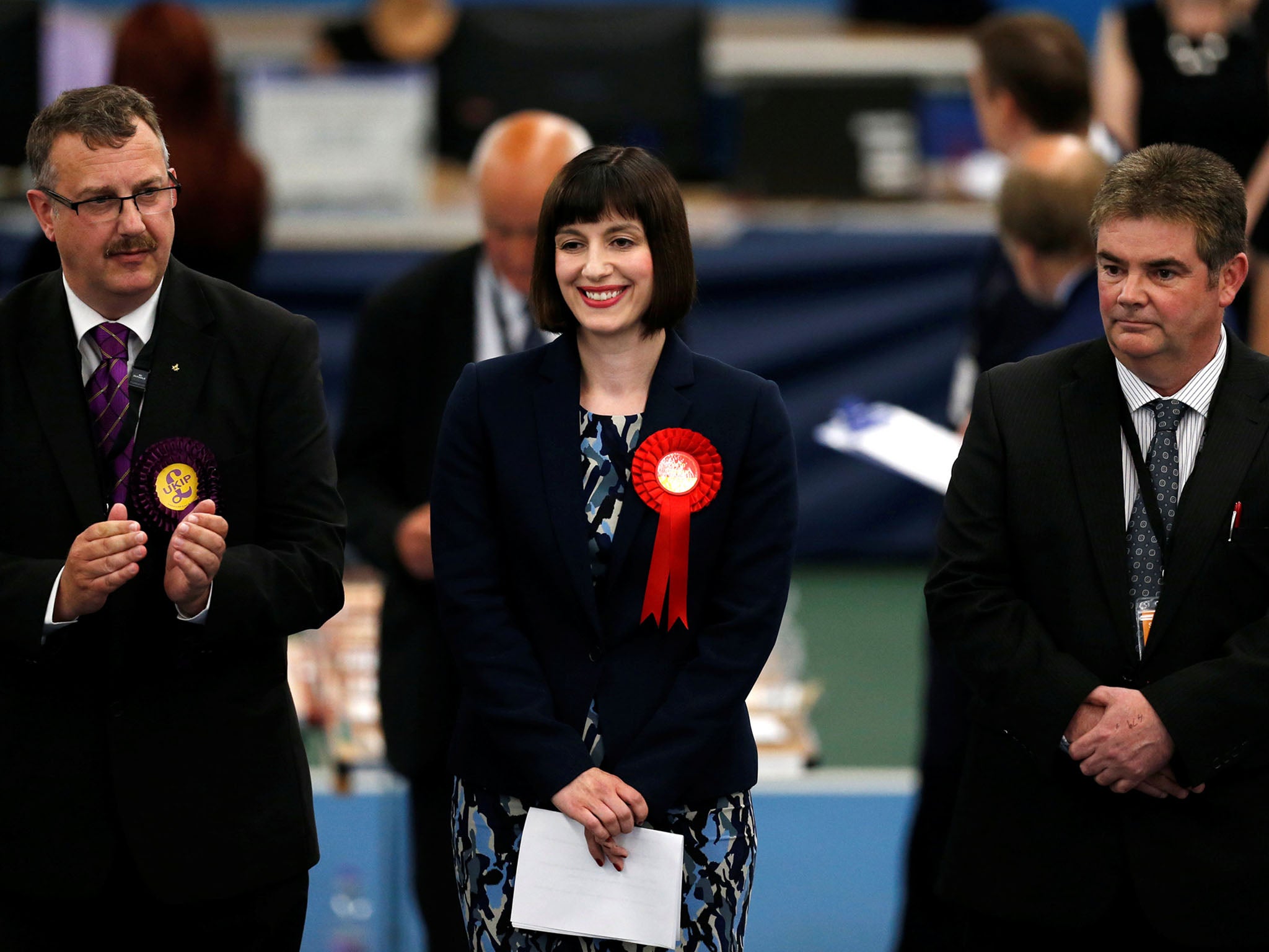 Bridget Phillipson of the Labour Party smiles after being announced as the winner of the election for the constituency of Houghton and Sunderland South at a counting centre for Britain's general election in Sunderland