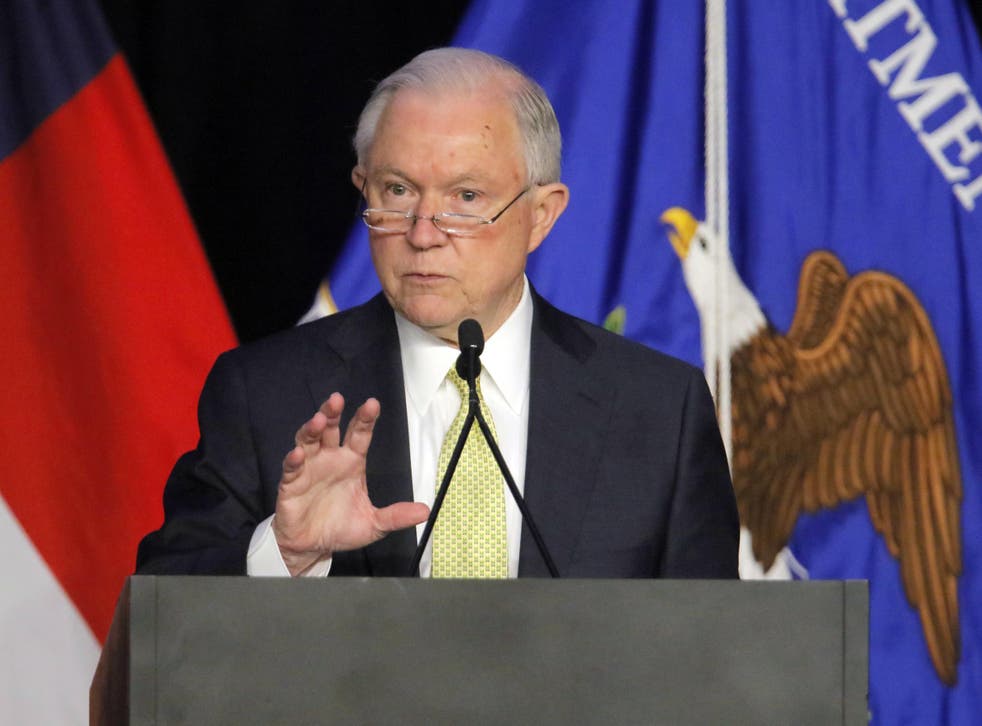 U.S. Attorney General Jeff Sessions speaks at the opening session of the National Law Enforcement Conference on Human Exploitation in Atlanta