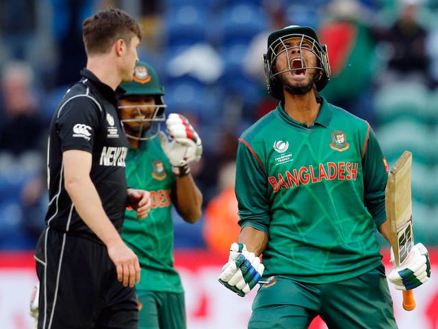 Mohammad Mahmudullah celebrates after Bangladesh's victory