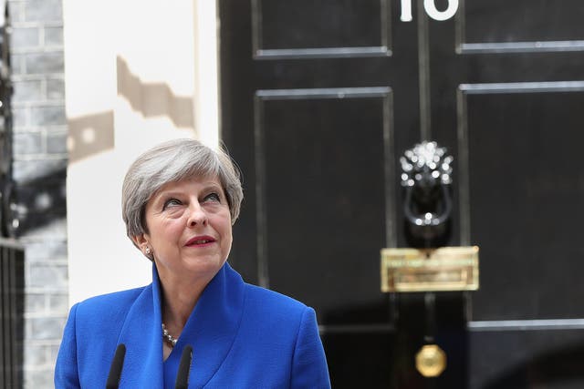 Prime Minister Theresa May makes a statement in Downing Street