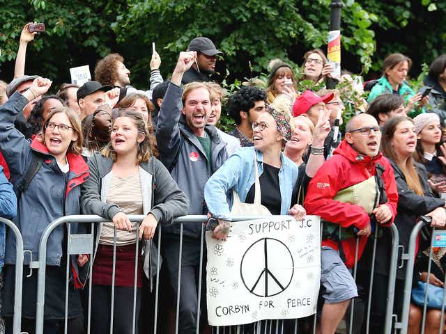 Corbyn supporters await the Labour leader in Islington ahead of 2017’s general election
