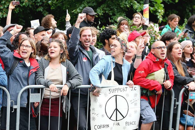 Corbyn supporters await the Labour leader in Islington ahead of 2017’s general election