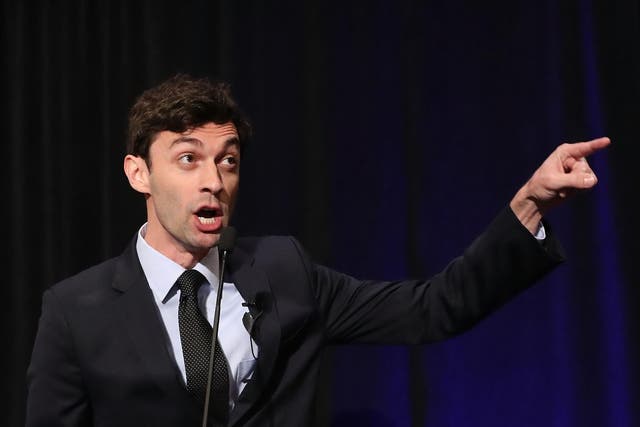Democratic candidate Jon Ossoff speaks to his supporters in Georgia's 6th Congressional District