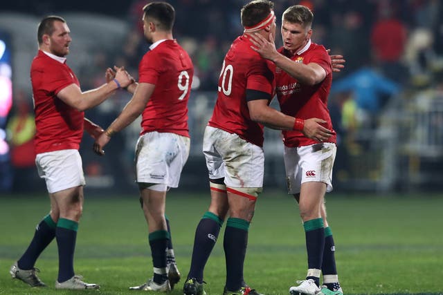Owen Farrell kicked all of the Lions' points in Christchurch