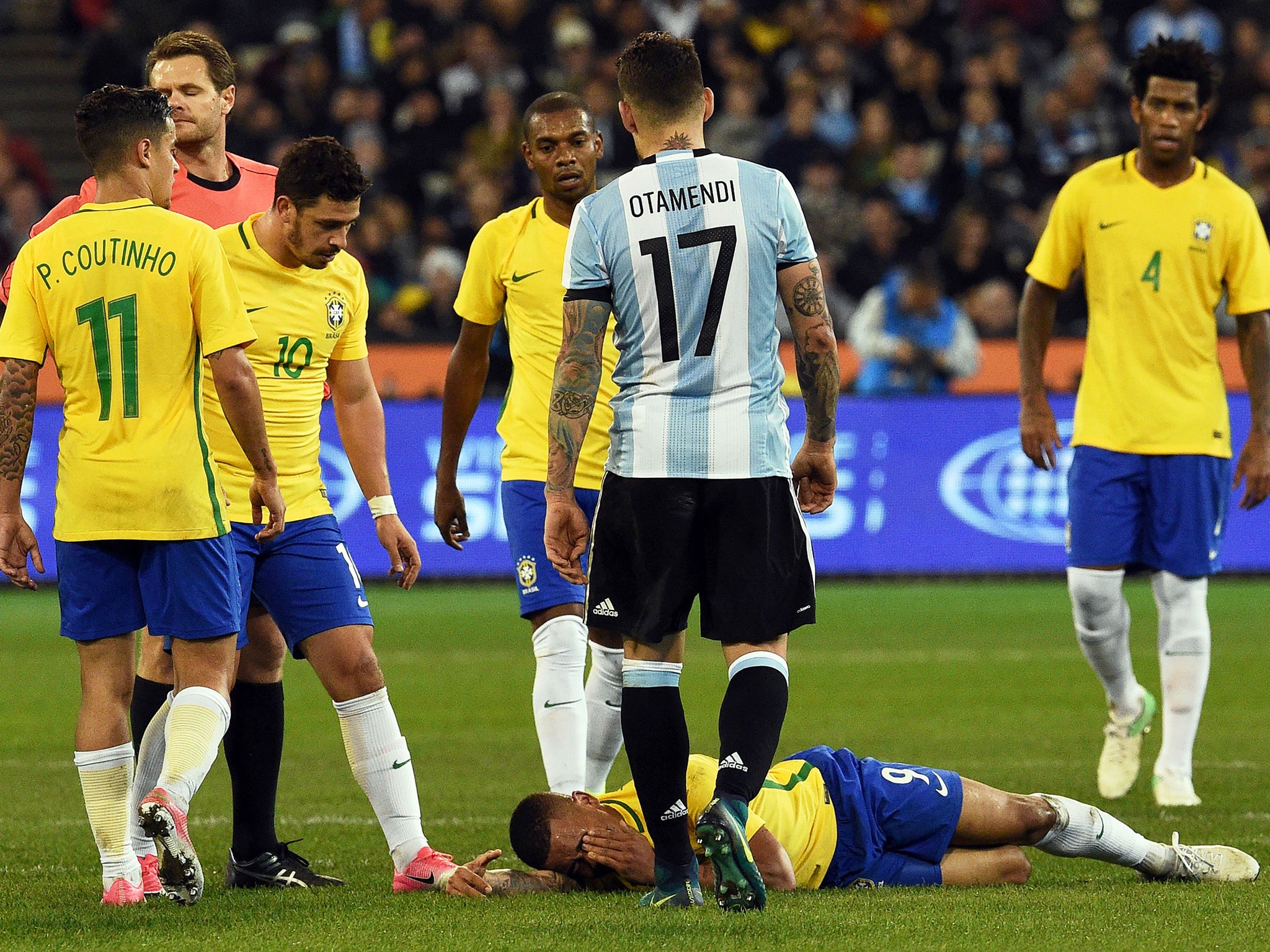 Gabriel Jesus will miss Brazil's friendly against Australia on Tuesday with the injury