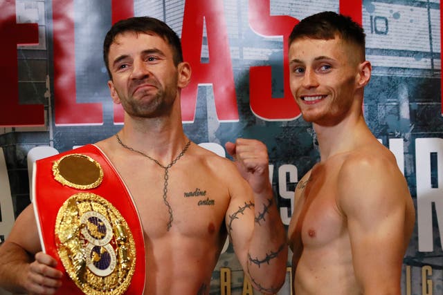 Lee Haskins and Ryan Burnett during the weigh-in