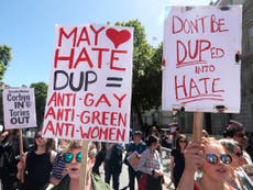 Hundreds descend on Parliament to protest Theresa May's DUP deal