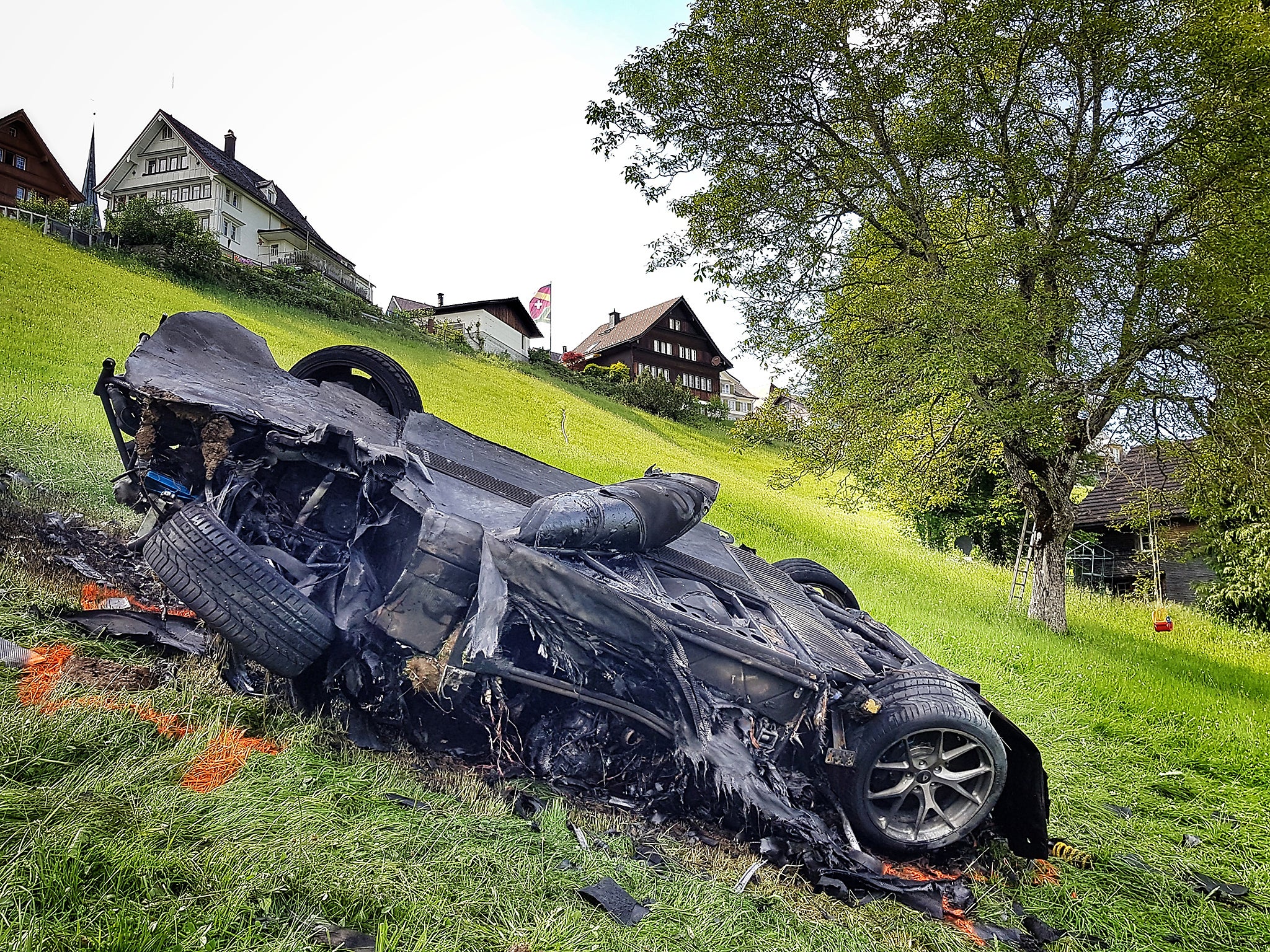 This photo issued by Freuds shows the car that was involved in a crash where Richard Hammond escaped serious injury, in Switzerland