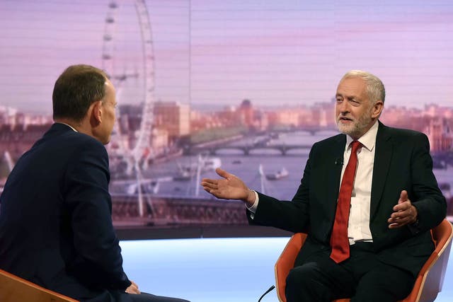 Leader of the Labour Party Jeremy Corbyn appears on The Andrew Marr Show