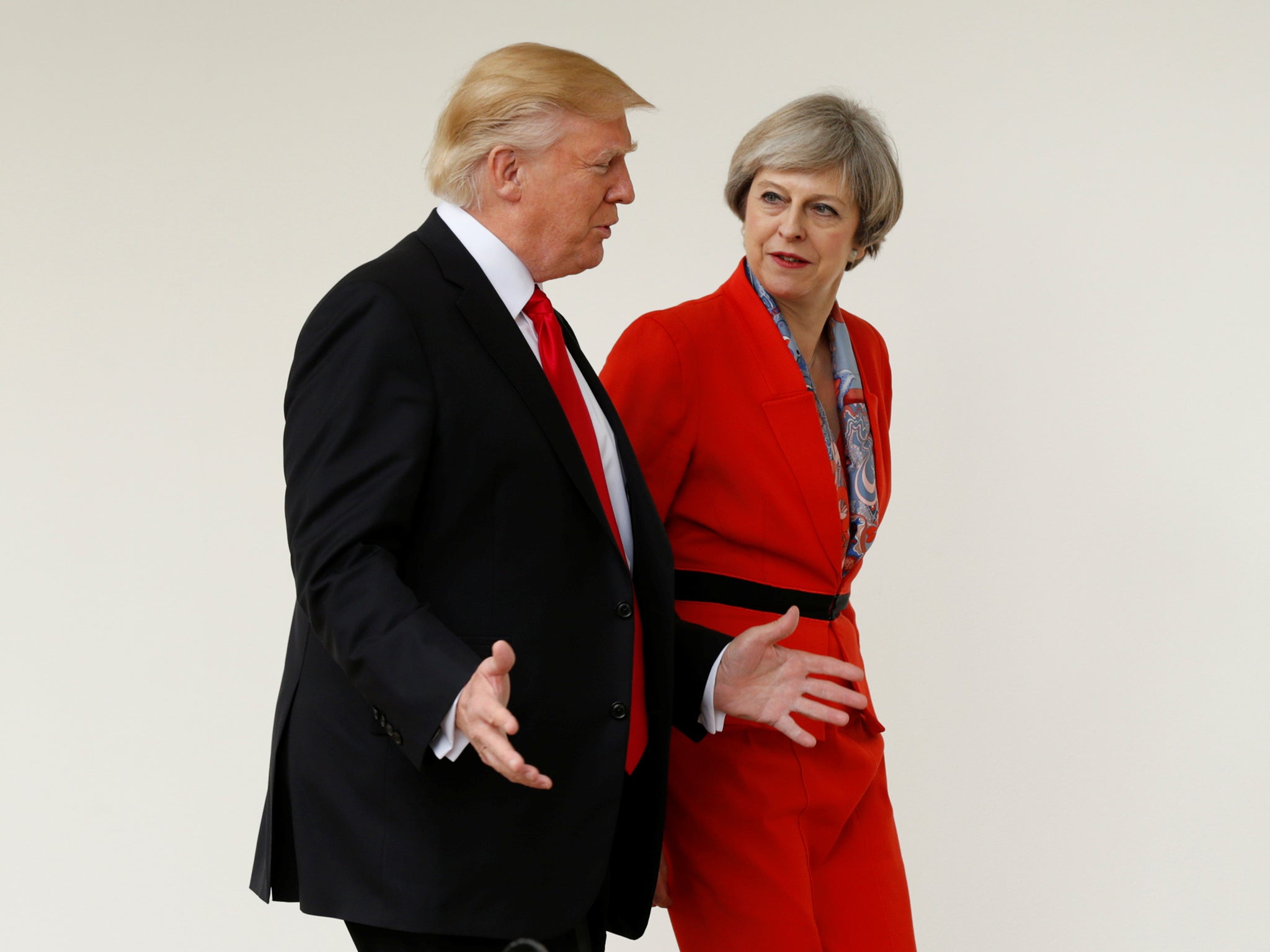 Donald Trump with Theresa May during the PM's visit to Washington