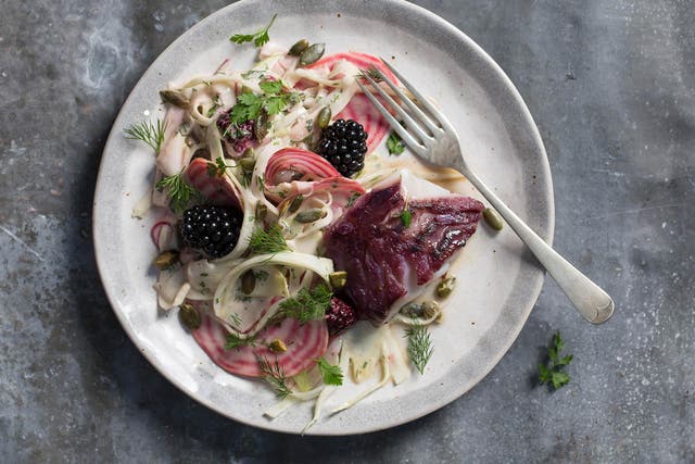 Wallop: cod and blackberries make for a light, refreshing summer hit