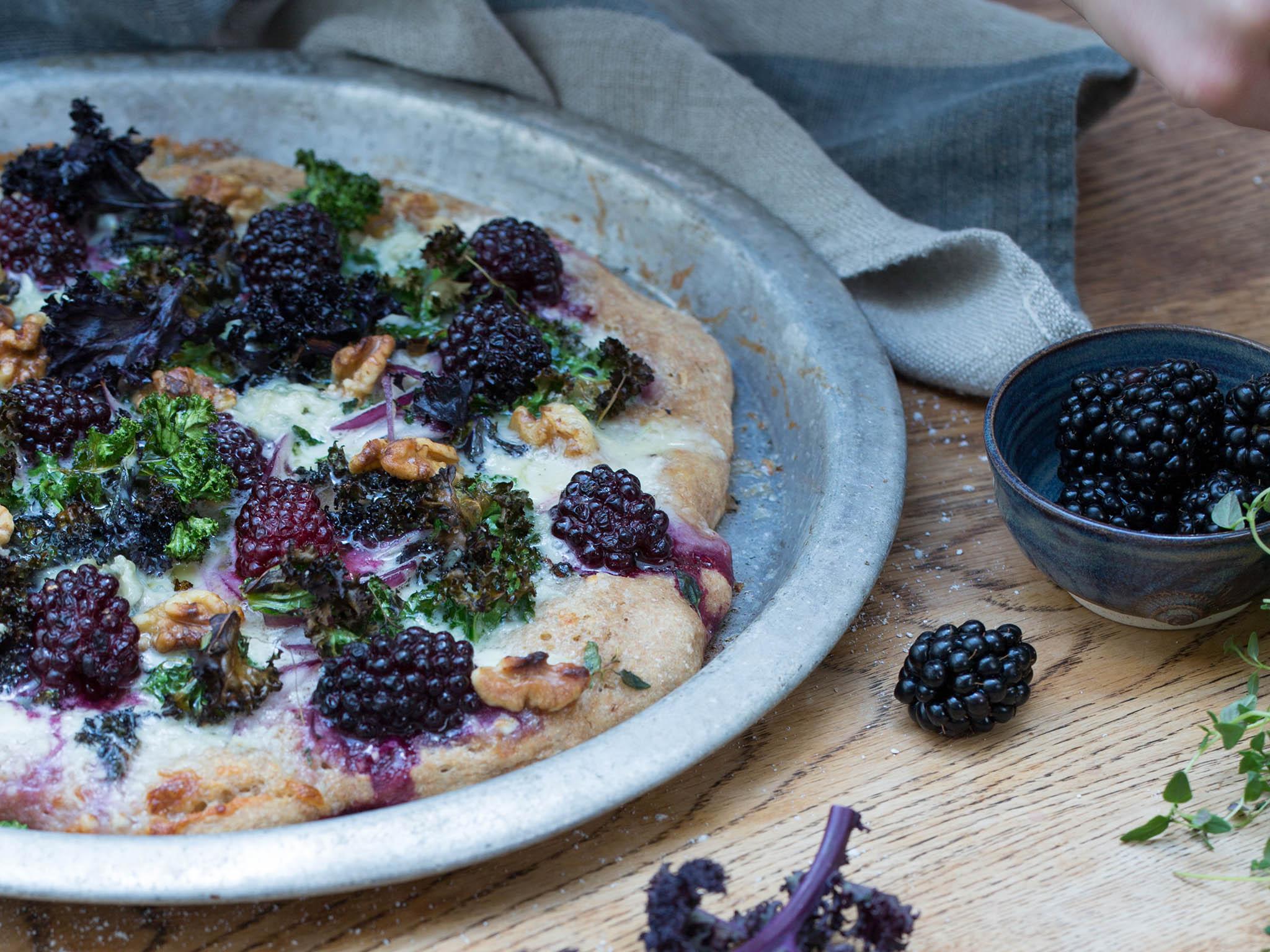 Pans out well: blackberries offer a curious complement to gorgonzola on this savoury pizza