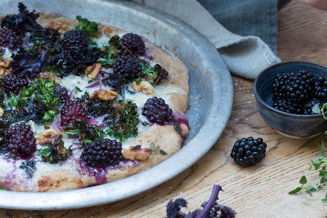 Pans out well: blackberries offer a curious complement to gorgonzola on this savoury pizza