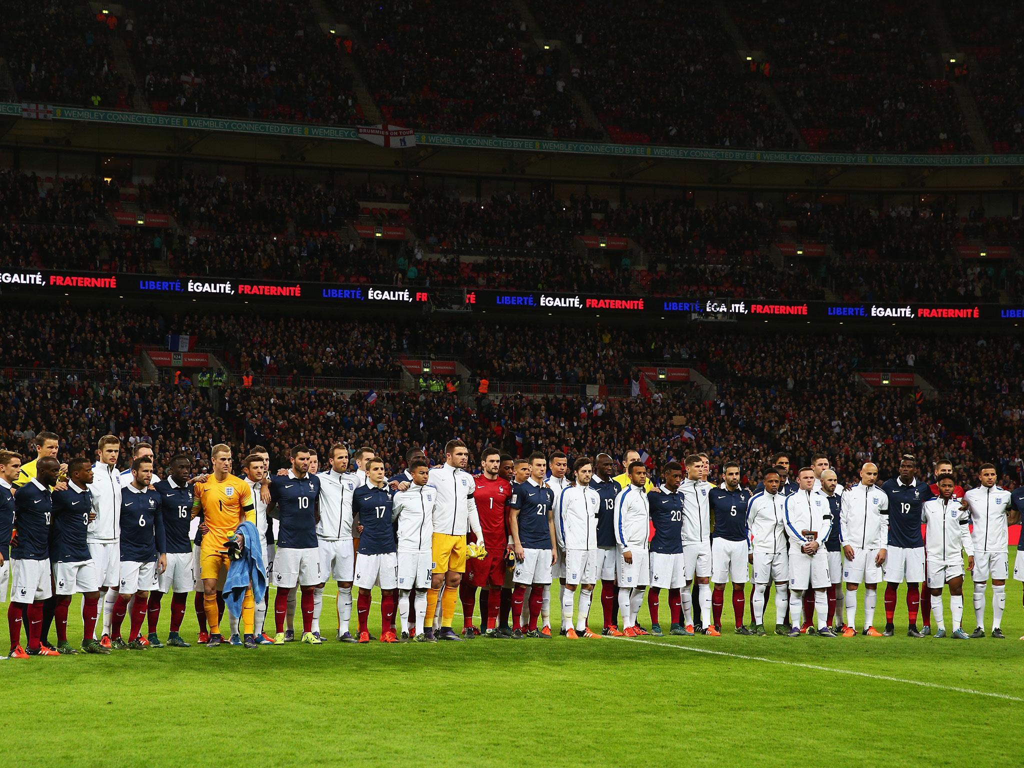 England and France honoured victims of the Paris attacks the last time the two sides met