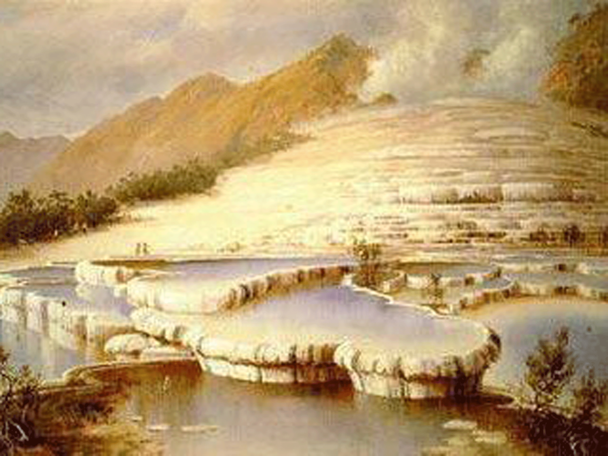 ‘The White Terraces’ (1884) by New Zealand artist Charles Blomfield, painted two years before the eruption that is thought to have buried them