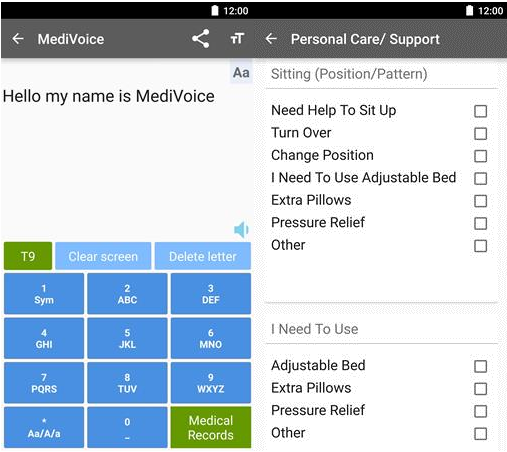 MediVoice allows for easy predictive texting for those with limited hand movement