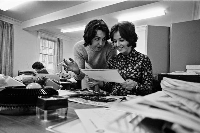 Paul McCartney in the Press Office at Apple Corps