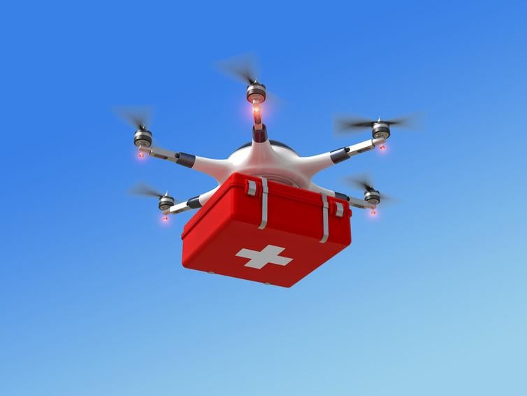 Drones could be used to drop essential medical supplies in remote or hard to reach areas