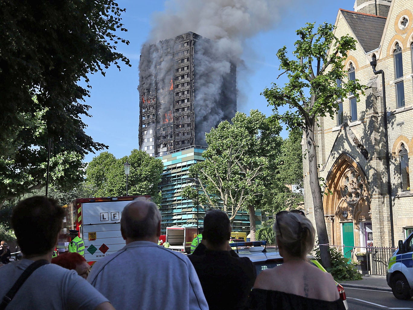 Witnesses described seeing residents waving, shouting and screaming from their windows and entrapped on the upper storeys as the block went up in flames