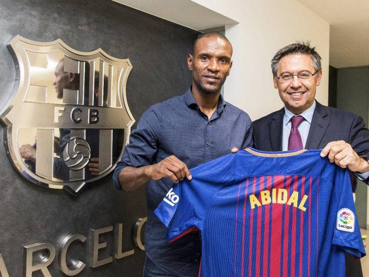 Abidal was unveiled by Barca president Josep Maria Bartomeu on Wednesday afternoon