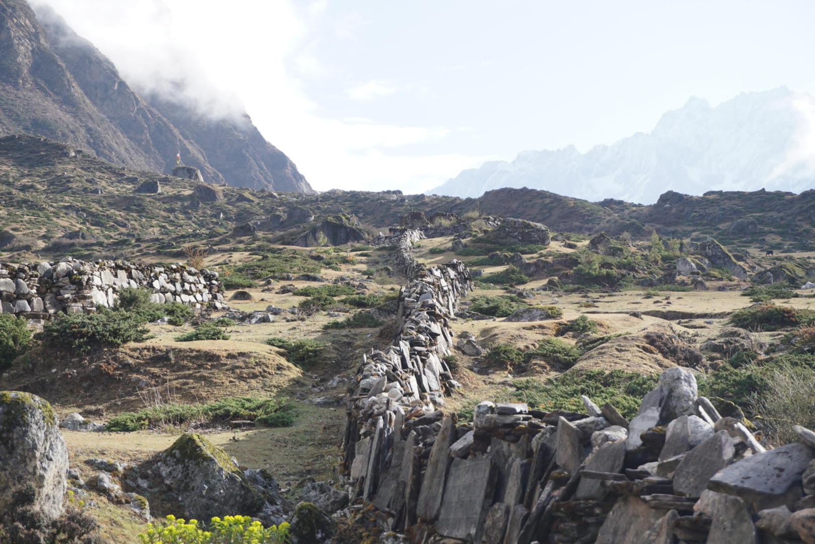 The trail opens into the beautiful Tsum Valley