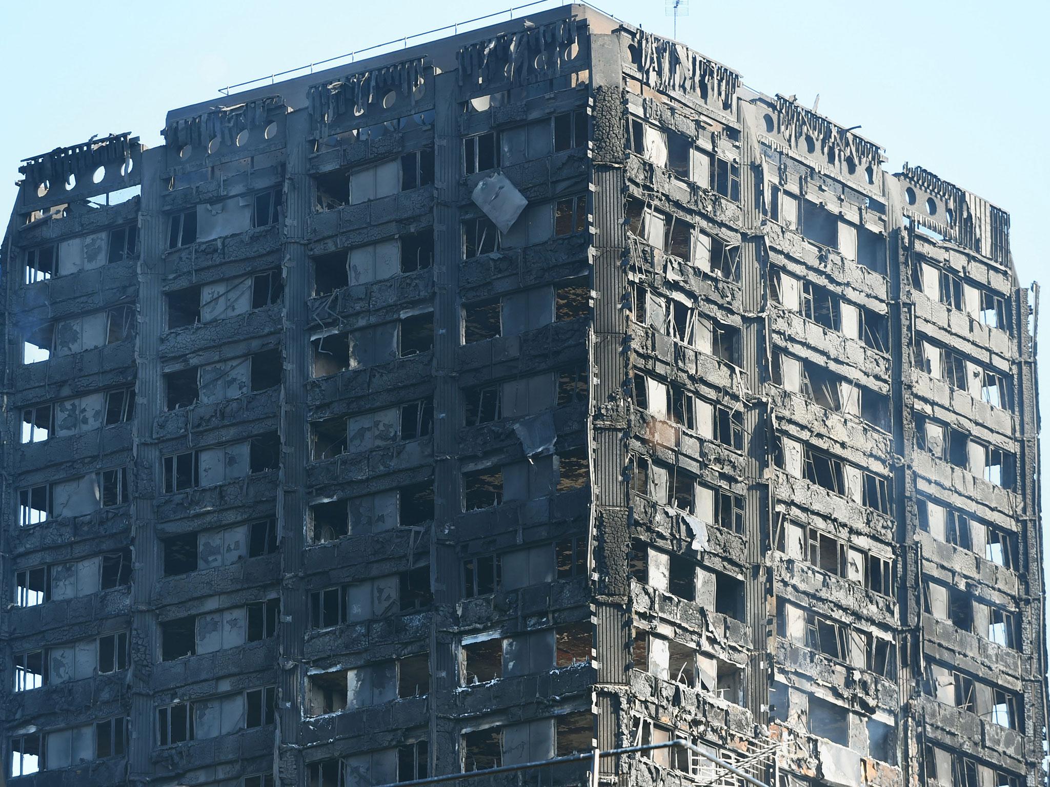 Grenfell Tower in west London after a fire engulfed the 24-storey building yesterday morning
