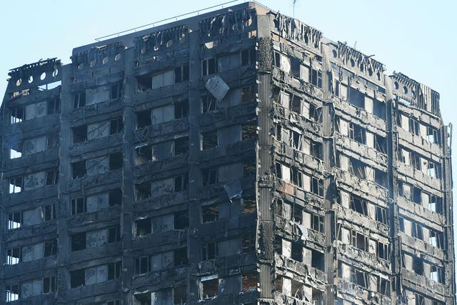 Grenfell Tower in west London after a fire engulfed the 24-storey building yesterday morning