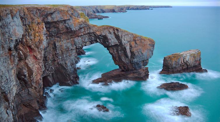 The Pembrokeshire coastline here has been chemically eroded over centuries as the limestone has been dissolved