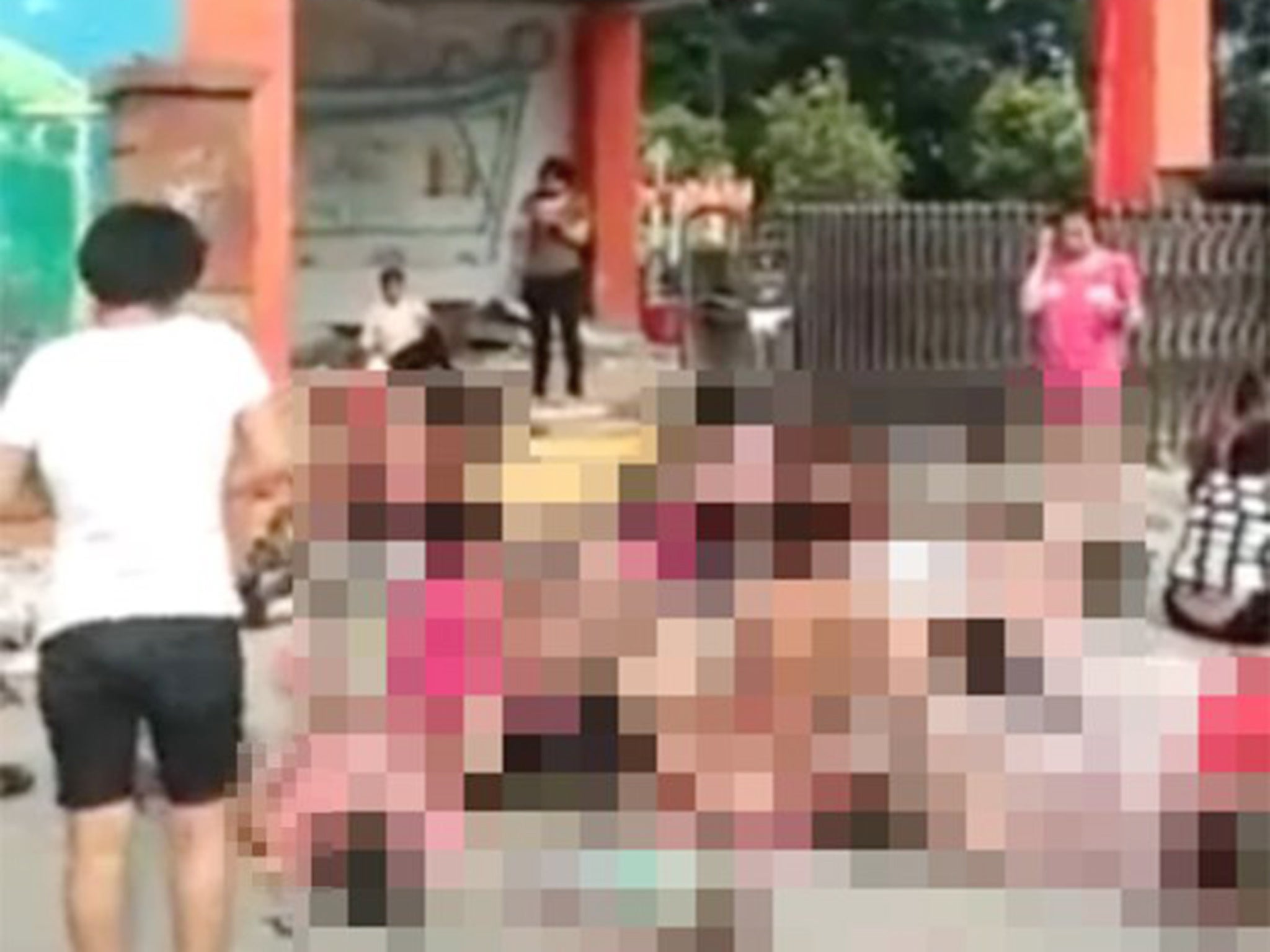 The blast tore through the area as children were being collected from school in Fengxian