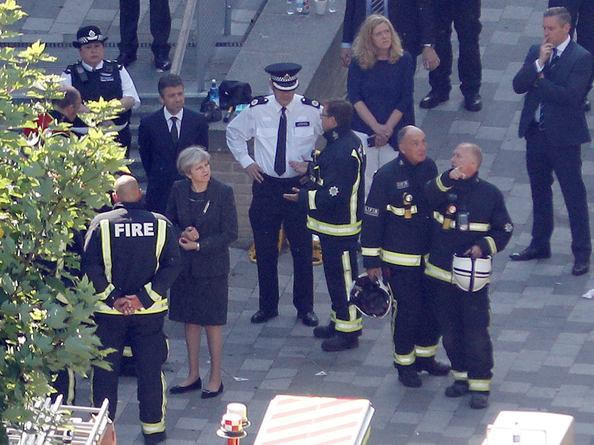 The Prime Minister visited the scene of the tower block destroyed in the fire disaster in north Kensington