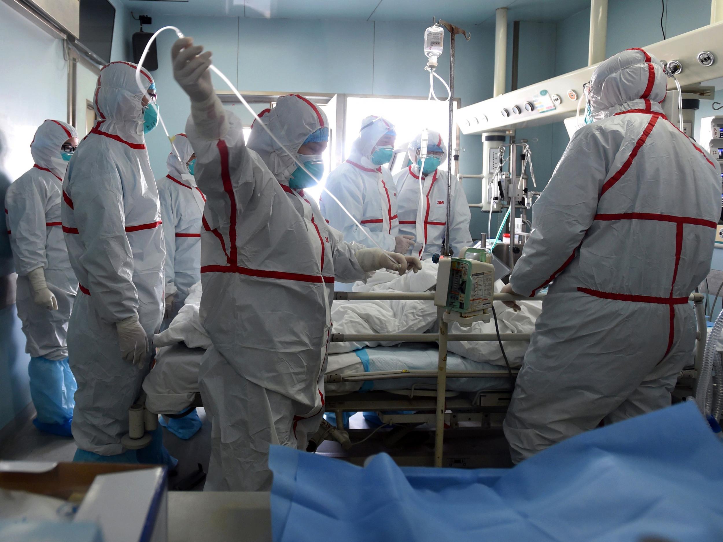 An H7N9 bird flu patient being treated in a hospital in central China's Hubei province (Getty)